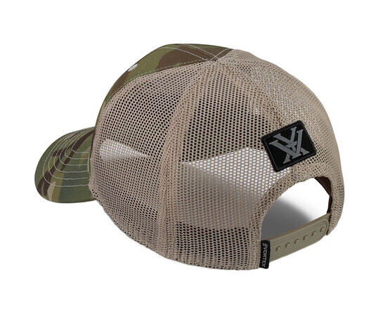 Vortex Optics MultiCam Logo Trucker Hat features a breathable mesh back with vortex patch